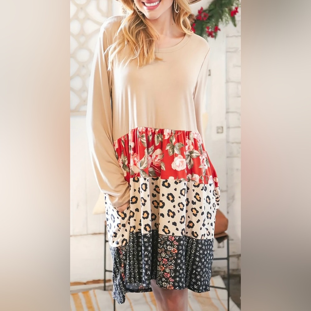 NWOT Haptics Mixed Print Ruffle Tunic/Dress Size L - Picture 6 of 7